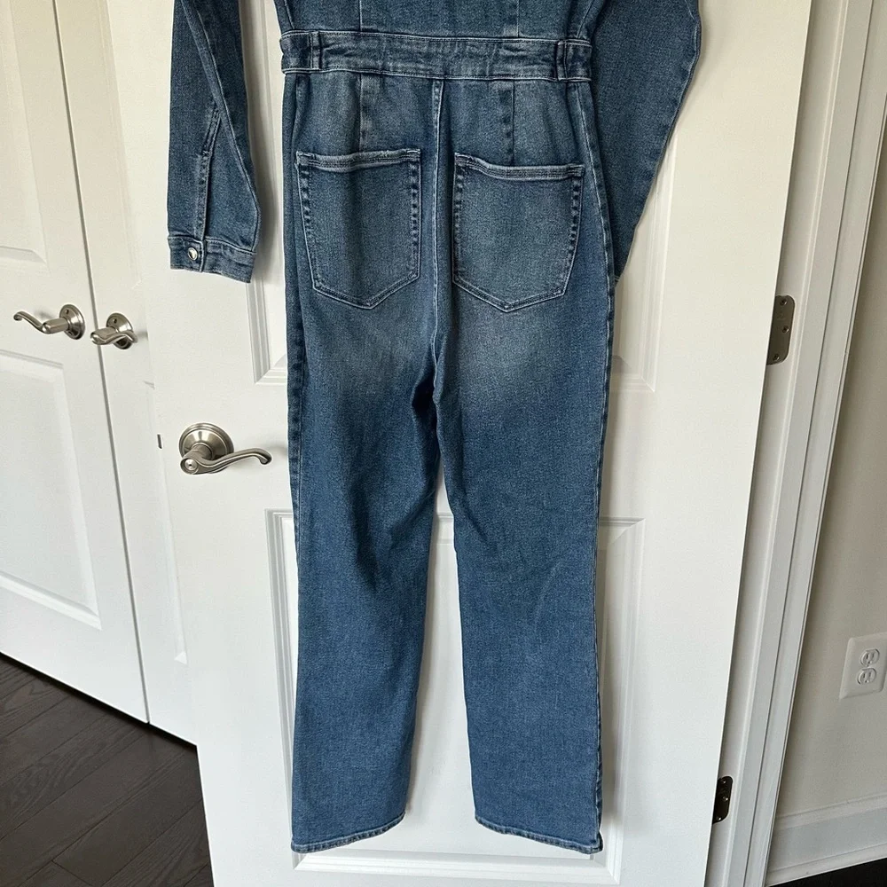 Good American Long Sleeve Denim Jean Jumpsuit - Picture 8 of 14